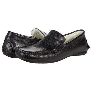 Massimo Matteo Penny Loafer Men's US 10 Black Leather Faux Fur Lined ZAP1037